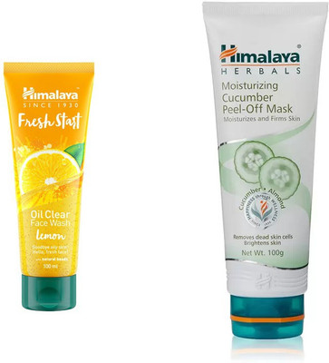 

Himalaya Fresh Start Oil Clear lemon Face Wash, Moisturizing Cucumber Peel Off Mask(Set of 2)