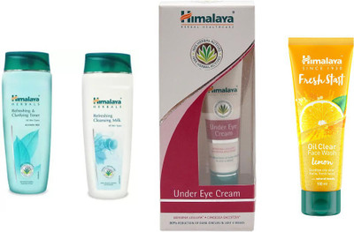

Himalaya Refreshing & Clarifying Toner, Refreshing Cleansing Milk, Under Eye Cream, Fresh Start Oil Clear lemon Face Wash(Set of 4)