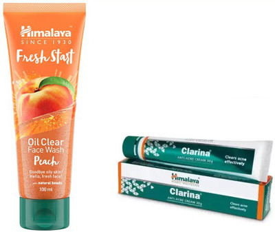 

Himalaya oil clear peach face wash, anti acne clarina cream(Set of 2)