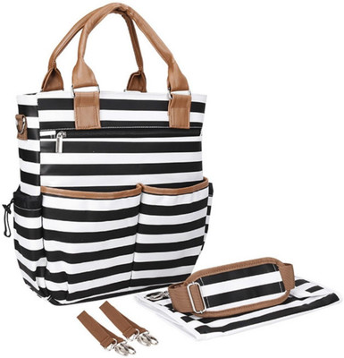

Babymoon Multifuncton Upgrade Version Unisex Premium High Quality Waterproof - Pocket Tote Mother Diaper Bag Pocket Tote Diaper Bag(Stripes Black)