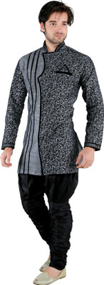 

New Looks Men's Kurta and Pyjama Set, Grey
