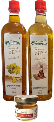 

Farm Naturelle (Kachi Ghani-Cold Pressed) Mustard Oil (915ML) & Virgin Sesame/Gingelly Oil (915Ml) And Get a Forest Honey Free Combo(2)