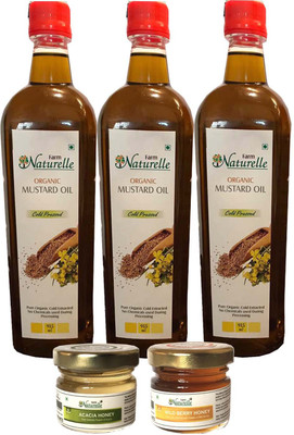 

Farm Naturelle 3 Organic Mustard Oils - 915 Mlx 3 With Raw Forest (2X40 Gms) Combo(3)