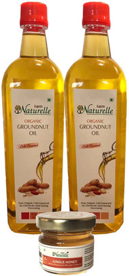 

Farm Naturelle Kachi Ghani Groundnut Cooking Oil Pack Of 2 (915Ml Each) With Forest Flower Honey Combo(2)