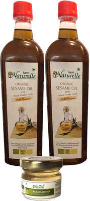 

Farm Naturelle Organic Virgin Cold pressed (Kachi Ghani) Mustard Oil Pack of 2 x (915 Ml) with Free jungle honey 40g Combo(2)