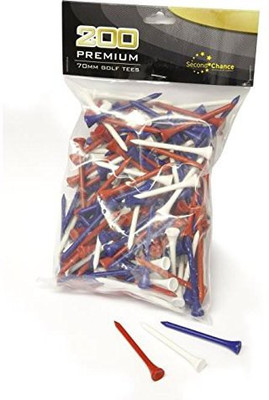 Golfoy PREMIUM Wooden Golf Tees 70 MM - (Pack of 200) Golf Tees(Pack of 200, Red, White, Blue)