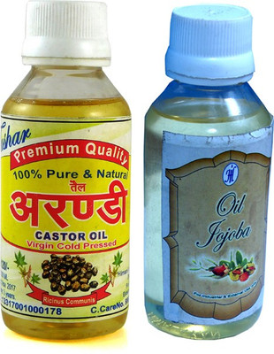 

Tushar 100 % PURE & NATURE CASTOL OIL& AND JOJOBA OIL COMBO PACK OF 2 BOTTLE 200 ML Hair Oil(200 ml)