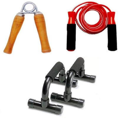 

Monika Sports push up bar + wooden hand grip + plastic skipping rope Home Gym Combo(0 - 20 kg)
