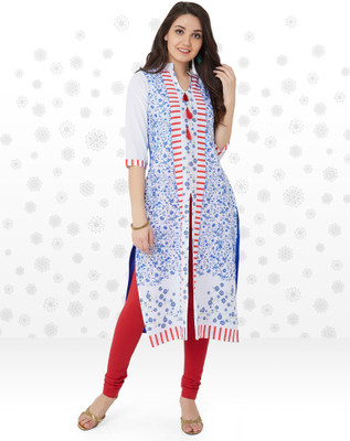 Anmi Floral Print Women Straight Kurta(Multicolor)