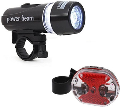 

AlexVyan Special Black Bicycle Power Beam 5 Head LED With Red Safety Warning 5 Led Back Tail Lights Cycle Set LED Front Rear Light Combo(Black, Red)