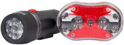 

AVB Adjustable New Black Bicycle Power Beam 5 Head LED With Red Safety Warning Led Back Tail Lights Cycle Set LED Front Rear Light Combo(Black, Red)