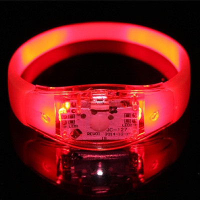 

XYDROZEN ™ Flame - Party Bracelet Wristband With LED Flashing Light and Sound Sensor. Transparent LED Front Light(Flame), Red