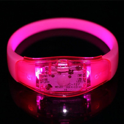 

XYDROZEN ® Baby Pink - Party Bracelet Wristband With LED Flashing Light and Sound Sensor. Transparent LED Front Light(Baby Pink)