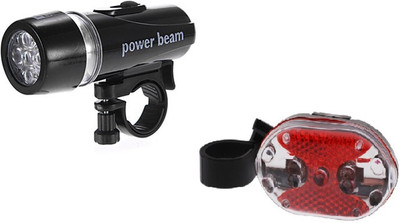 

AVB Stylish Black Bicycle Power Beam 5 Head LED With Red Safety Warning 5 Led Back Tail Lights Cycle Set LED Front Rear Light Combo(Black, Red)
