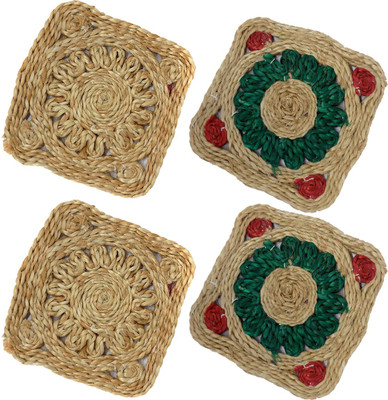 

Confidence Square Jute Coaster Set(Pack of 4), Multicolor