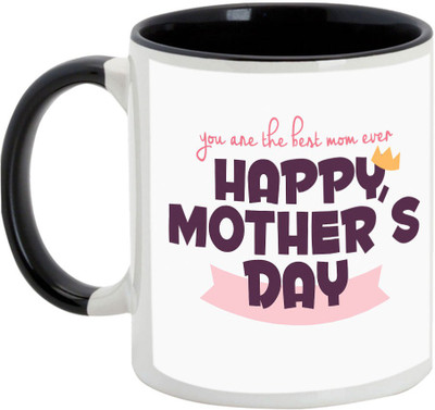 

AllUPrints You Are The Best Mom Ever Black Ceramic Mug(325 ml), Multicolor