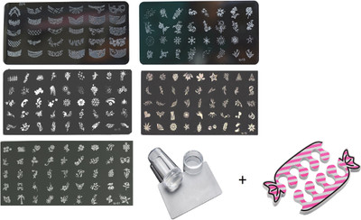

Royalkart Nail Art Stamping Kit Decoration 5 Large Image Plates With Silicon Stamper and Scraper Nail Art & Decoration Gift For Girl Woman(Multicolor)
