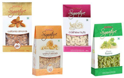 

Nutraj Daily Needs Combo Pack of 4 Almonds, Cashews, Raisins, Walnuts(800 g, Vacuum Pack)