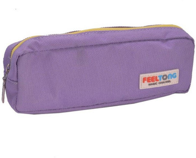 

Enwraps Zipper Pencil Pouch Plain Art Artificial Leather Pencil Box(Set of 1, Purple)