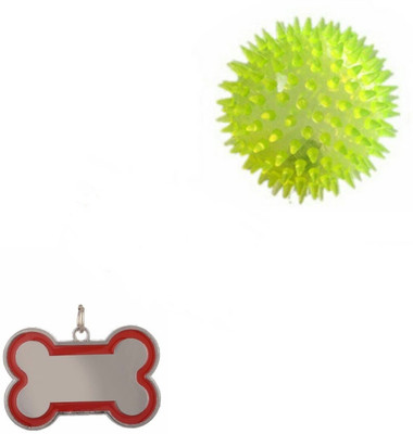 

Pet Needs LED Light-UP Spike Squeaky Ball With Collar Charm For Puppy-Medium Rubber Fetch Toy, Squeaky Toy For Dog