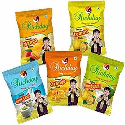 

Richday Instant Drinks Combo Offer: 5 Packets of Each Flavor contains 20Grams Each pack 500 g