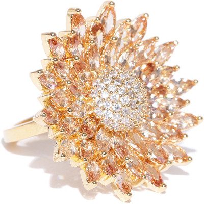 

Jewels Galaxy Traditional Rings Alloy Cubic Zirconia Copper Plated Ring, Beige