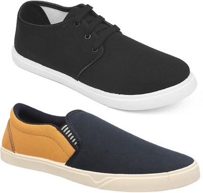 

Pexlo Combo pack of 2 Men's Casual Shoes (Loafers and Sneakers Shoes) Casuals For Men(Multicolor, Black & navy