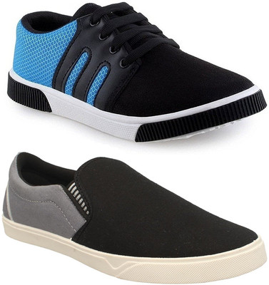 

Pexlo Combo pack of 2 Men's Casual Shoes (Loafers and Moccasins Shoes) Canvas Shoes For Men(Multicolor, Black