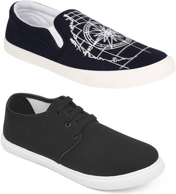

Pexlo Combo pack of 2 Men's Casual Shoes (Loafers and Sneakers Shoes) Sneakers For Men(Black