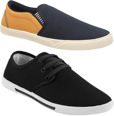

Pexlo Combo pack of 2 Men's Casual Shoes (Loafers and Sneakers Shoes) Loafers For Men(Black, Navy