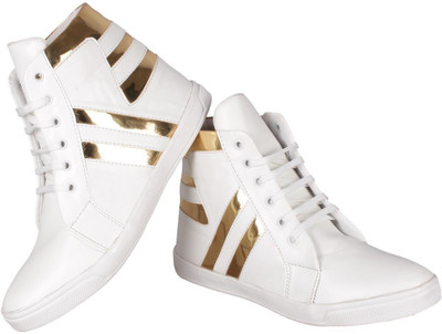 

Shoe Island ® POPULAR Icon-X ™ Designer Leatherette High Ankle Length White Shinning Gold Casual Dance Sneakers Sneakers For Men(White, Gold, Off White, Goldish