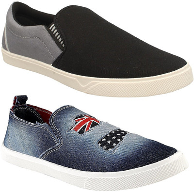 

Pexlo Combo pack of 2 Men's Casual Shoes (Loafers and Moccasins Shoes) Slip On Sneakers For Men(Blue, Black, Blue & black & grey