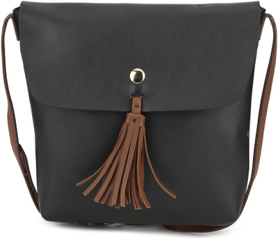 

St Holii Women Casual Black Genuine Leather Sling Bag