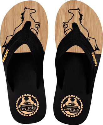 Levitate HORSE DUAL WOOD Flip Flops, Black wood