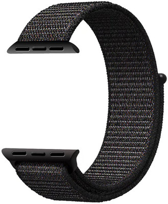 

House of Quirk Iwatch 42mm Woven Band Breathable Nylon Replacement Sport Loop Smart Watch Strap(Black)