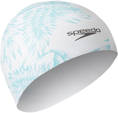 

Speedo NEW LONG HAIR CAP PRINTED ADULT - WHITE/GREEN Swimming Cap(Multicolor, Pack of 1)