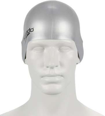 

Speedo PLAIN MOULDED SILICON CAP ADULT - SILVER Swimming Cap(Silver, Pack of 1)