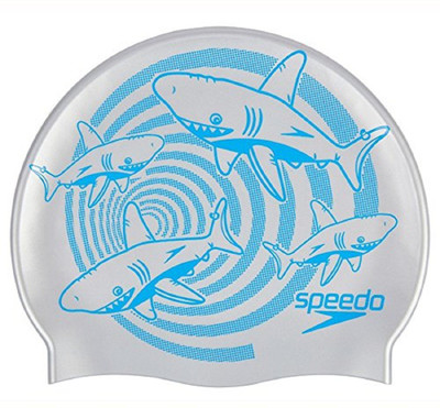 

Speedo SLOGAN PRINT CAP JUNIOR - SILVER / BLUE Swimming Cap(Multicolor, Pack of 1)