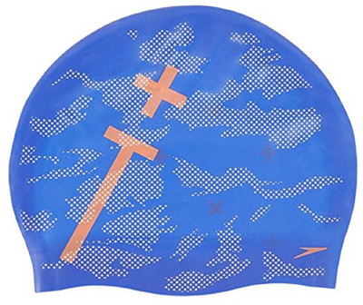 

Speedo REVERSIBLE MOULDED SILICONE CAP ADULT - BLU/WH/FLUO ORG Swimming Cap(Multicolor, Pack of 1)