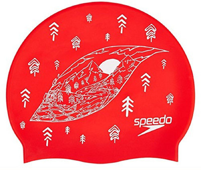

Speedo SLOGAN PRINT CAP ADULT - RED / WHITE Swimming Cap(Multicolor, Pack of 1)