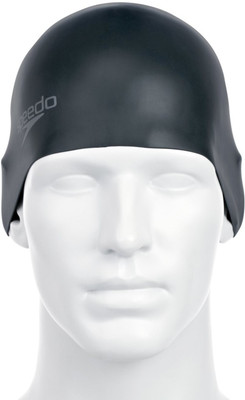 

Speedo PLAIN MOULDED SILICON CAP ADULT - BLACK Swimming Cap(Black, Pack of 1)