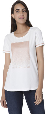 VERO MODA Printed Women Round Neck White T-Shirt VERO MODA Printed Women Round Neck White T-Shirt