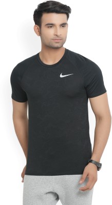 Nike Self Design Men Round or Crew Black T-Shirt at flipkart