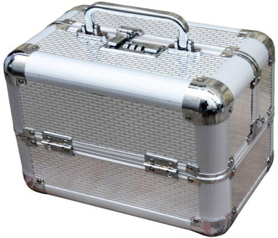 

Shilpika Creation Multipurpose Lockable Vanity Case Makeup Box Vanity Box(Silver)