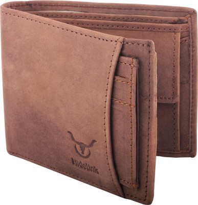 

Hidelink Men Brown Genuine Leather Wallet(6 Card Slots)