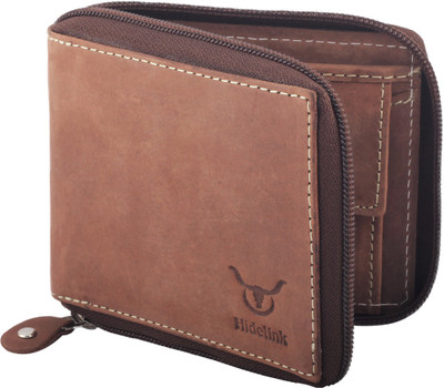 

Hidelink Men Brown Genuine Leather Wallet(6 Card Slots)