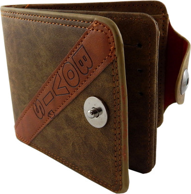 

Bovi'S Men Casual Tan Artificial Leather, Fabric Wallet(9 Card Slots), Brown;tan