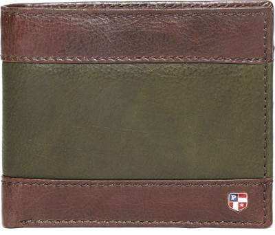 

U.S. Polo Assn Men Green Genuine Leather Wallet(8 Card Slots), Olive and brown