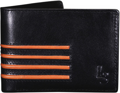 

LOUIS STITCH Men Black Genuine Leather Wallet(8 Card Slots), Charcoal black