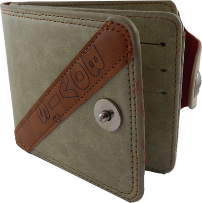 

Bovi'S Men Casual Grey Artificial Leather, Fabric Wallet(9 Card Slots), Beige;brown